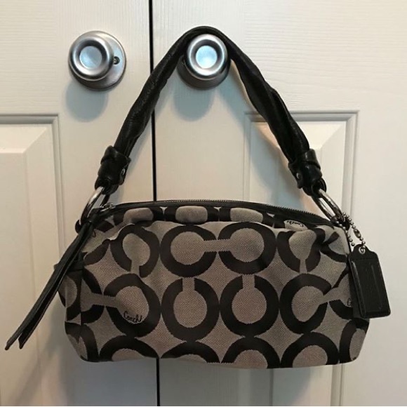 Coach Parker Op Art Shoulder Zip Handbag black&grey - Picture 5 of 5